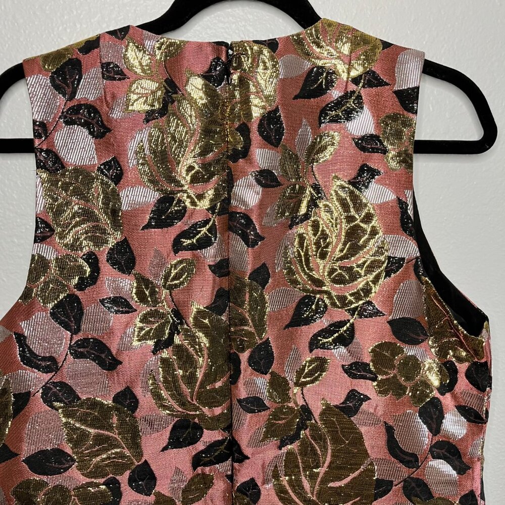 Rachel Roy Size 12 Pink With Metallic Brocade Floral Sheath Cocktail Dress - Picture 3 of 10
